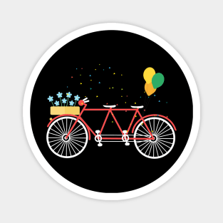 Cute Tandem Bike Shirt Yellow Bike with Red Heart Balloon Magnet